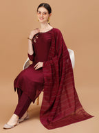 Placement Hand Embroidered Chanderi Kurta With Pant & Dupatta, Multicolor - Hiral Fashion - Distacart