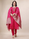Embroidered Kurta With Pant & Dupatta Set, Multicolor - Hiral Fashion - Distacart
