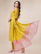 Hand Embroidered Kurta With Pant & Dupatta Set, Multicolor - Hiral Fashion - Distacart