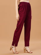 Hand Embroidered Wine Kurta With Pant & Dupatta, Multicolor - Hiral Fashion - Distacart