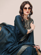 Hand Embroidered Button Embellished Kurta With Pant And Sequined Dupatta, Multicolor - Hiral Fashion - Distacart