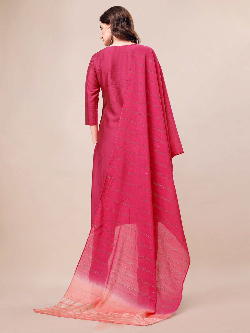 Hand Embroidered Mirror Detailed Kurta With Pant & Dupatta, Multicolor - Hiral Fashion - Distacart