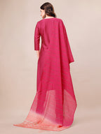 Hand Embroidered Mirror Detailed Kurta With Pant & Dupatta, Multicolor - Hiral Fashion - Distacart
