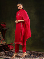 Sequined Embroidered Kurta With Pant & Sequined Embroidered Dupatta, Pink - Hiral Fashion - Distacart