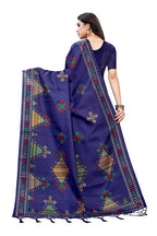 Vamika Navy Kalamkari Print With Jhalar Khadi Silk Saree (KITE NAVY) - Distacart