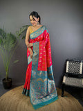 Joban Fashion Banarasi Pink Woven Butti Soft Silk Saree - Distacart