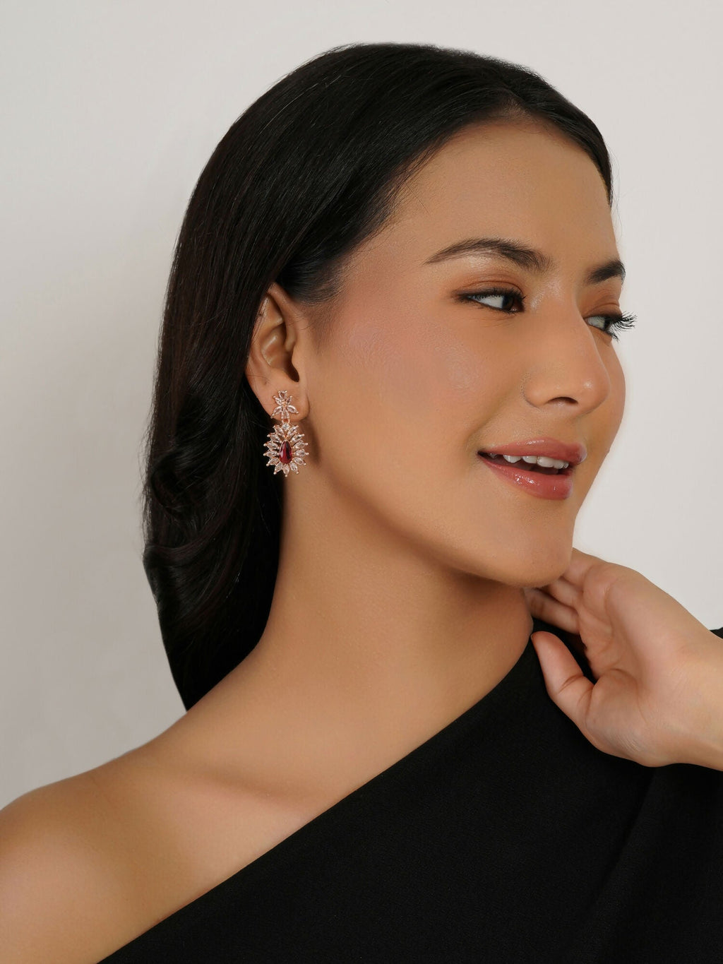 Long kundan earring (Red) - Ruby Raang - Distacart