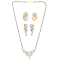 AanyaCentric Gold-Polished Mangalsutra with Pendant, 2 Pair Earrings