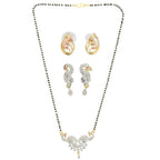 AanyaCentric Gold-Polished Mangalsutra with Pendant, 2 Pair Earrings