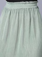 Myshka Chiffon Solid Green Women Skirt - Distacart