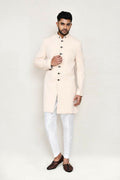 Joban Fashion Cream Colored Terry Rayon Fabric Indo Western With Straight Fit Pant