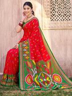 Anaita Red Silk Saree With Blouse Piece - Distacart