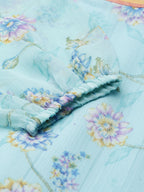 Souchii Blue Floral Chiffon Maxi Dress For Women – Souchii