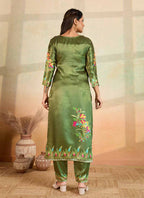 Prazu Fashion Mahendi Green Printed Cotton Reyon Kurta Pant Set - Distacart