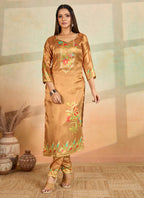 Prazu Fashion Mustard Printed Cotton Reyon Kurta Pant Set - Distacart