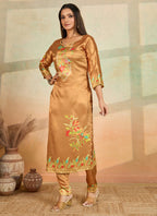 Prazu Fashion Mustard Printed Cotton Reyon Kurta Pant Set - Distacart