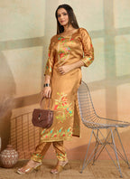 Prazu Fashion Mustard Printed Cotton Reyon Kurta Pant Set - Distacart