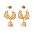 Nuyug 22K Gold Plated Pearls Studded Contemporary Shaped Mini Jhumki Drop Dangler Earrings - Distacart