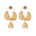 Nuyug 22K Gold Plated Pearls Studded Contemporary Shaped Mini Jhumki Drop Dangler Earrings - Distacart