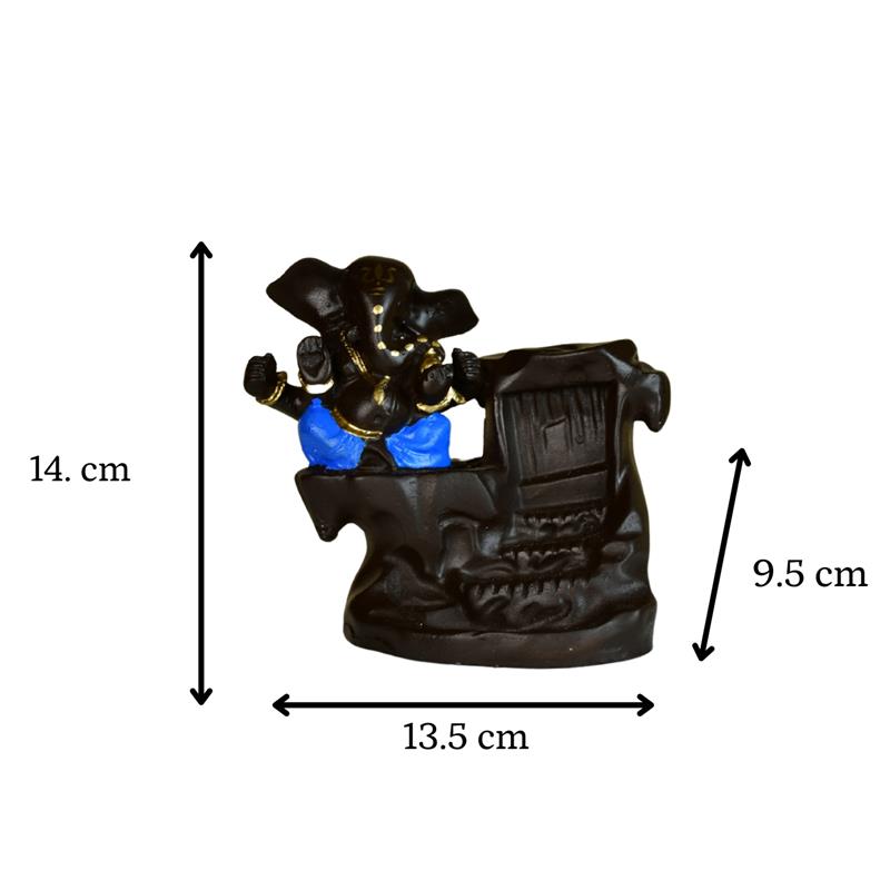 Artisan Blue Ganesh Smoke Fountain Tabletop Decor by Sowpeace / Unique Home Showpiece - Distacart