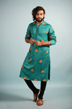 Green Designer Men's Kurta by Hilo Design