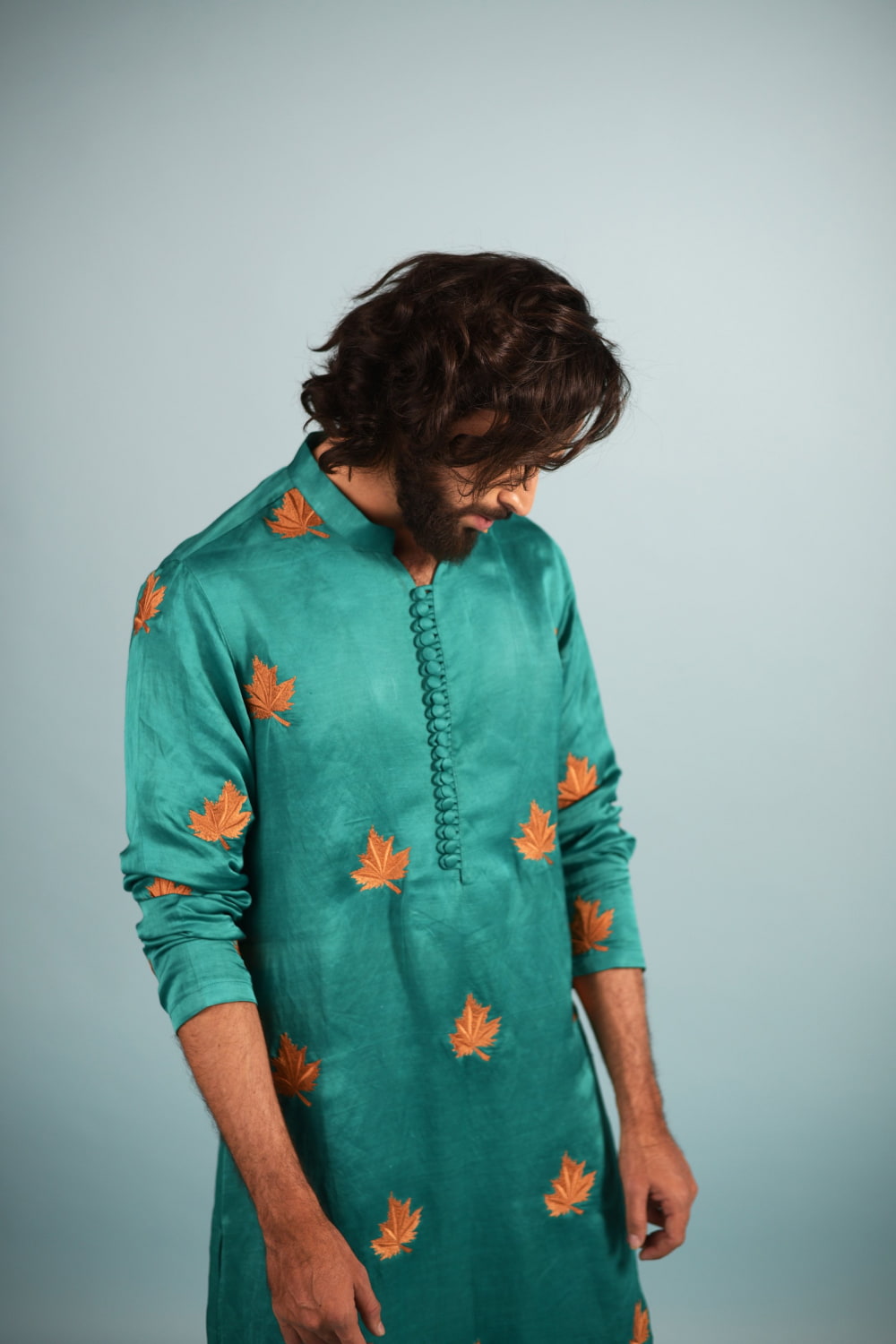 Green Designer Men's Kurta by Hilo Design
