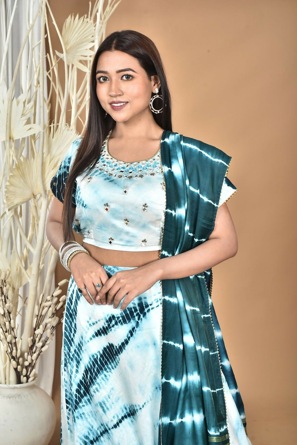Morchari Women Tai Dai And Hand Embroidery Lehenga-Green