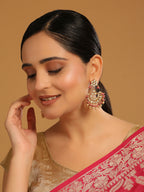 Nuyug 22k Gold-Plated Kundan Chandbali Earrings with Pink Stones - Distacart