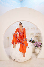 The52 Women's Gorgeous Rayon Fabric Thread Work Straight Kurta Palazzo Set - Distacart