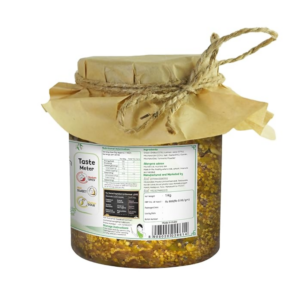 FarmDidi Spicy Green Chilli Pickle - Spicy