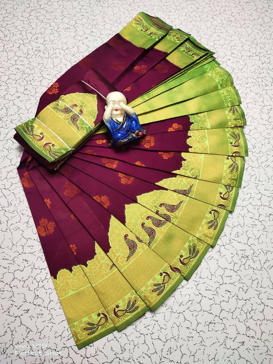 DEIANA'S Beautiful Designer Golden zari Soft Lichi Silk Saree - Wine