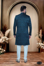 Joban Fashion Men's Blue Satin Kurta with Pyjama