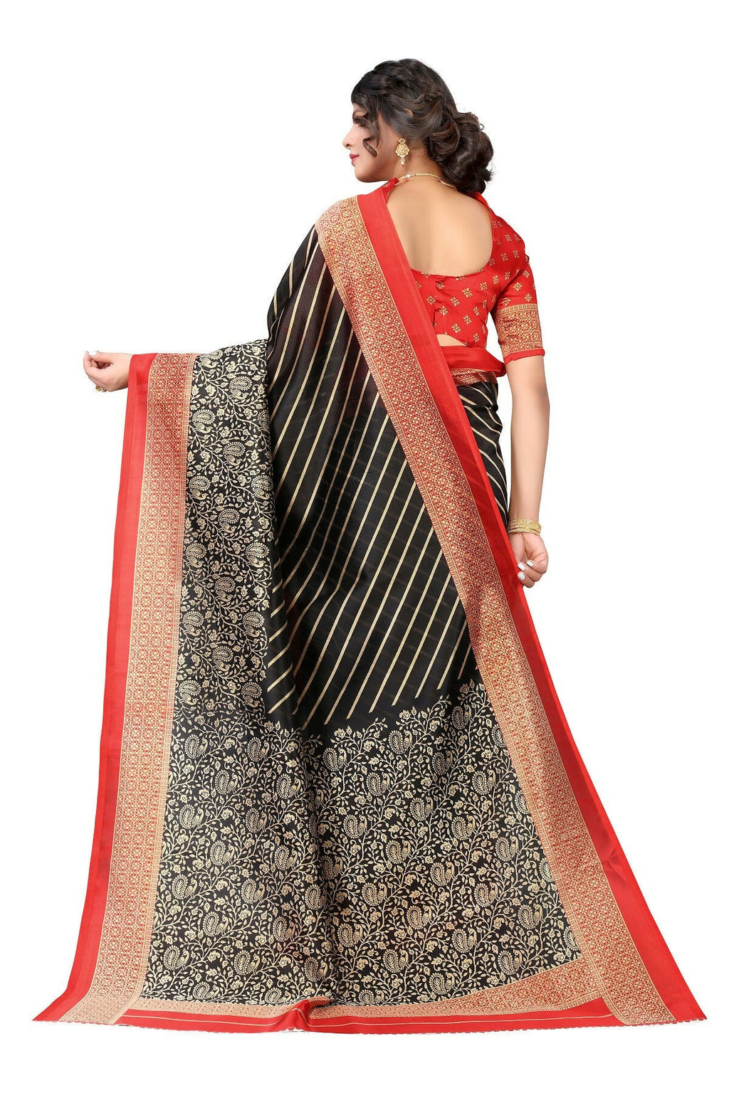 Vamika Black Printed Art Silk Saree