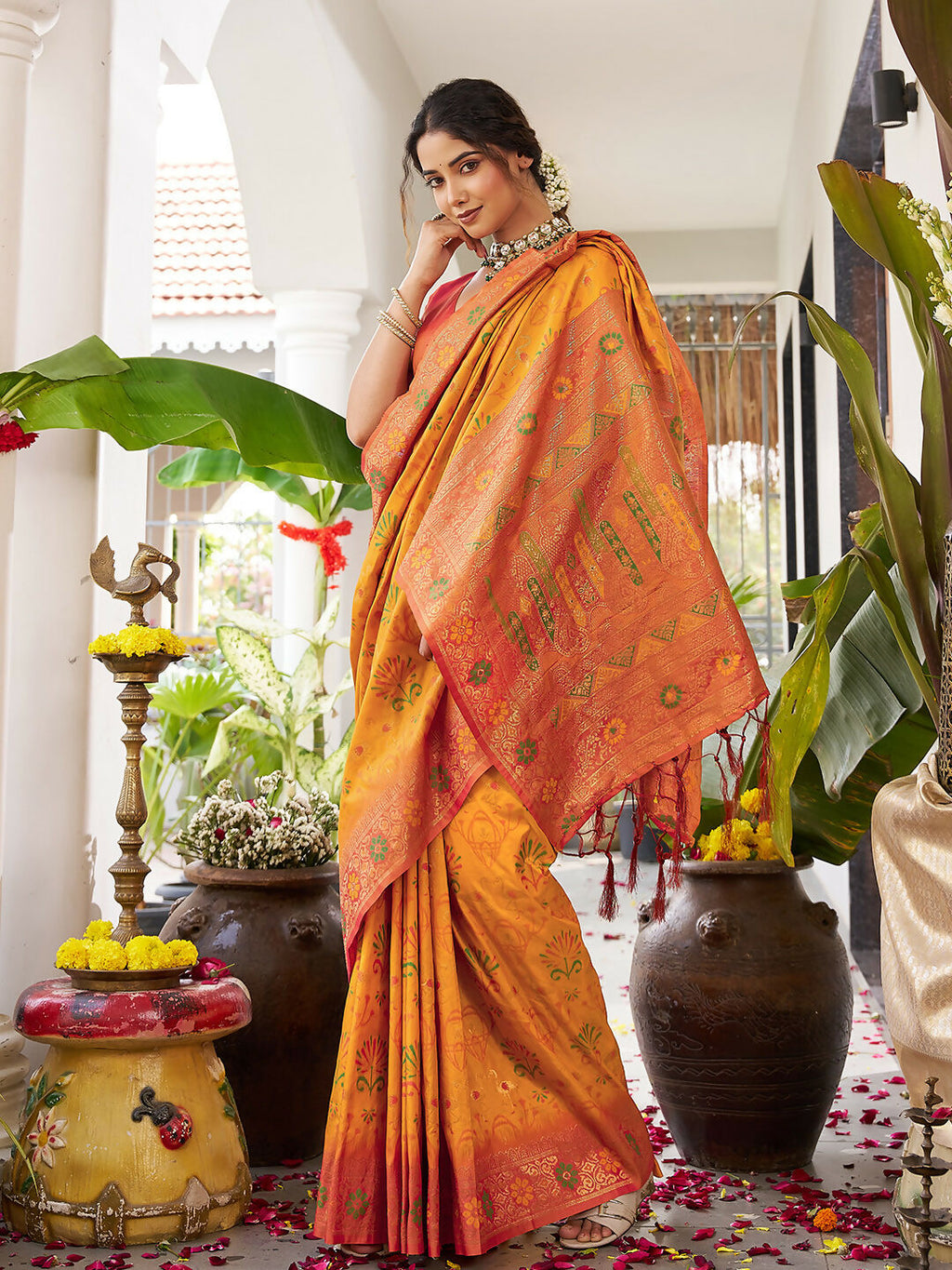 Shree Shyam Fashion Yellow Soft Silk Saree - Distacart