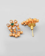 VOJ Gold-Polished Traditional Flower Shaped Copper Jewellery Set