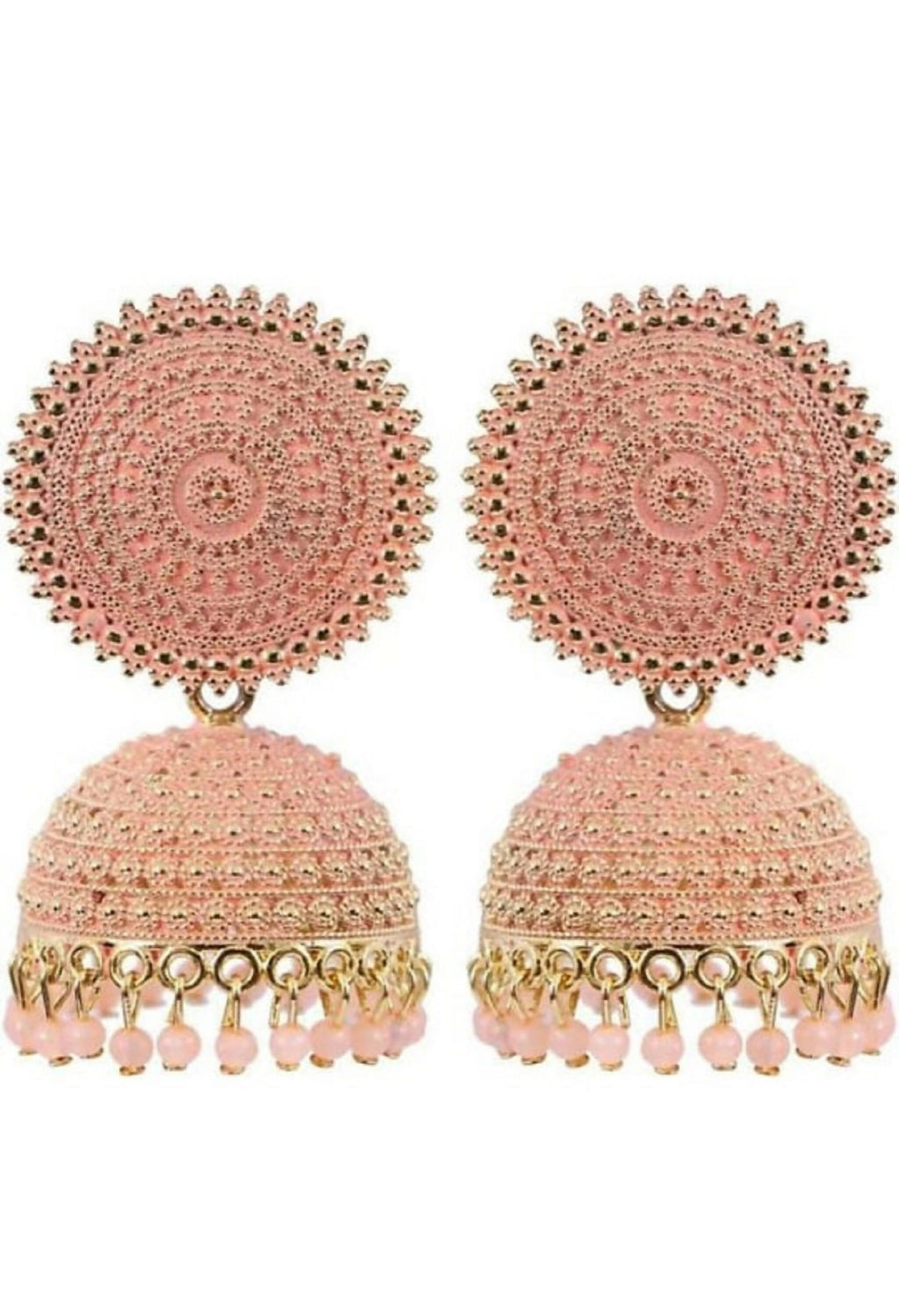 Mominos Fashion Joharkamal Gold-Plated Meenakari Jhumkas For Women & Girls (Peach) - Distacart