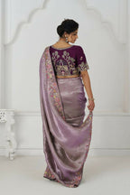 Kesar Fab Stunning Mauve Color With Multi-Thread And Sequins Embroidery Saree