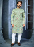 Prazu Fashion Pista Soft Silk Multi Thread Embroidery Deer Pattern Daaman Concept Kurta