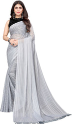 Vamika Georgette With Sequence Grey Light Weight Trendy Look Bollywood Style Saree