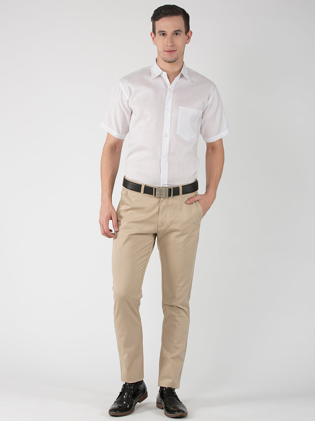RIAG White Men's Half Sleeves White Shirt - Distacart