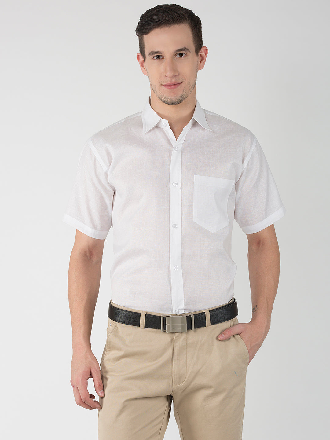 RIAG White Men's Half Sleeves White Shirt - Distacart