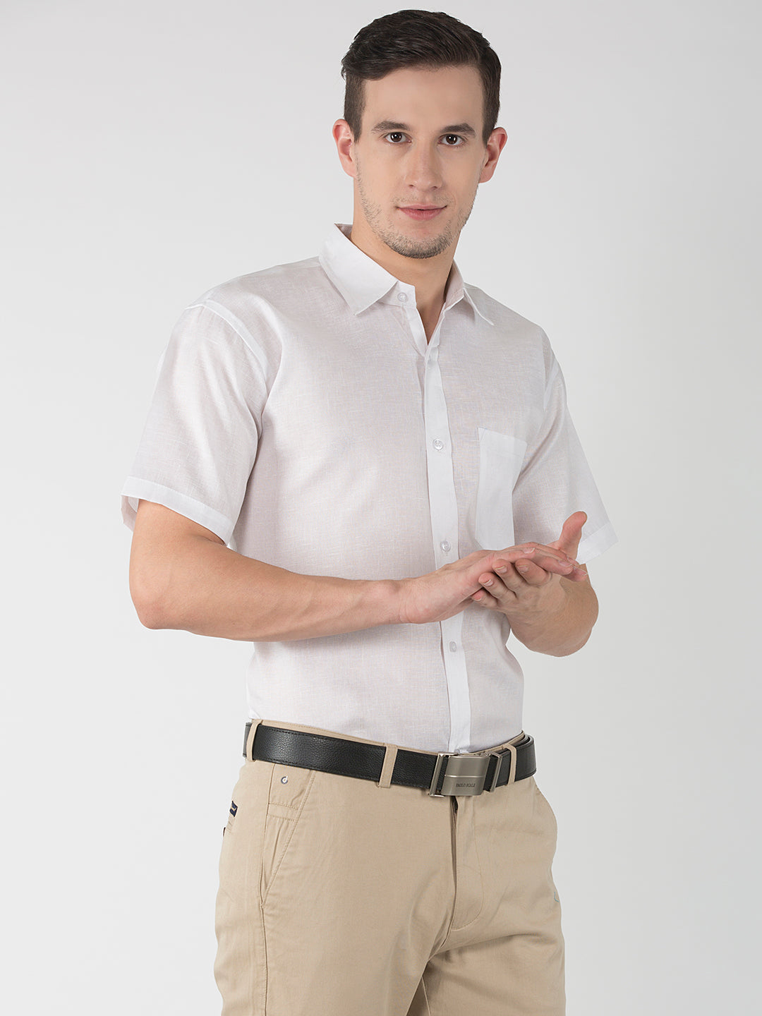 RIAG White Men's Half Sleeves White Shirt - Distacart