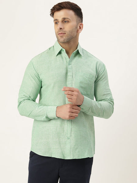 RIAG Green Men's Full Sleeves Solid Shirt