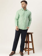 RIAG Green Men's Full Sleeves Solid Shirt - Distacart