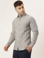 RIAG Grey Men's Full Sleeves Solid Shirt - Distacart