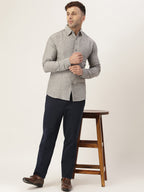 RIAG Grey Men's Full Sleeves Solid Shirt - Distacart