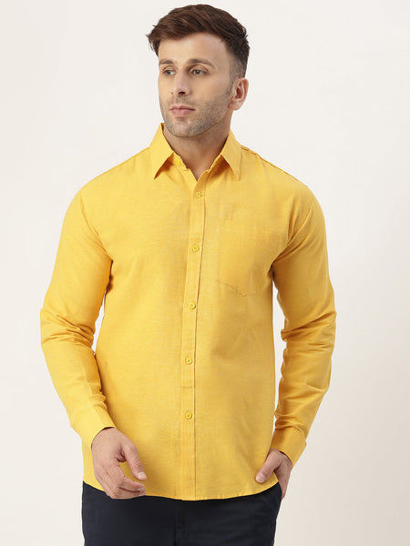 RIAG Yellow Men's Full Sleeves Solid Shirt