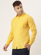 RIAG Yellow Men's Full Sleeves Solid Shirt - Distacart
