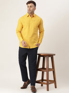 RIAG Yellow Men's Full Sleeves Solid Shirt - Distacart