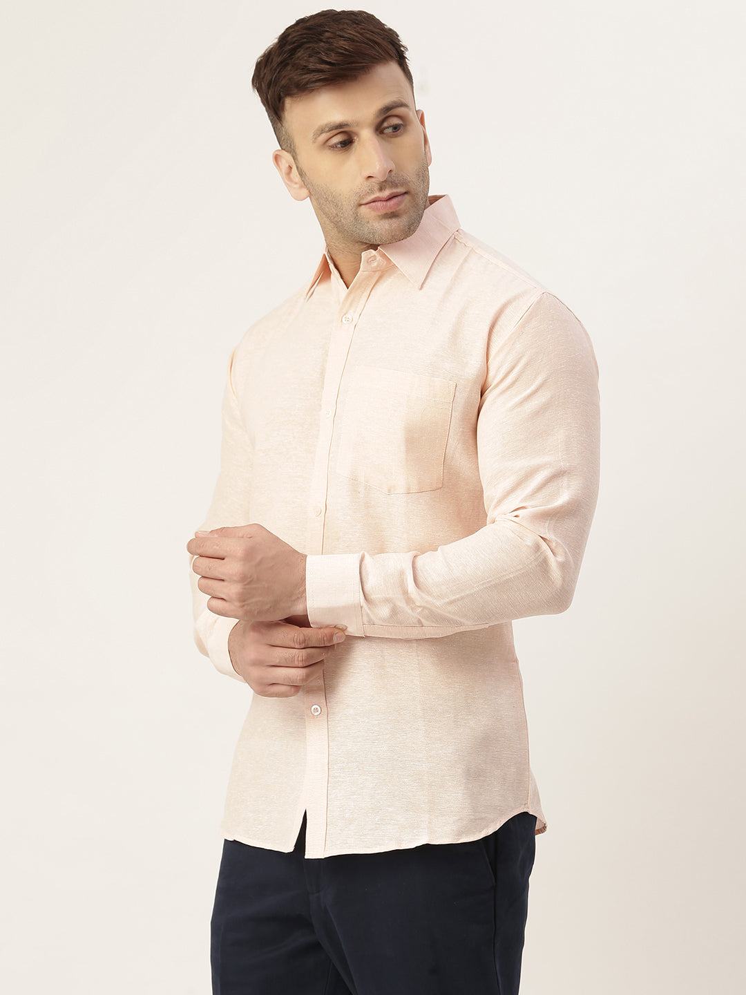 RIAG Beige Men's Full Sleeves Solid Shirt - Distacart
